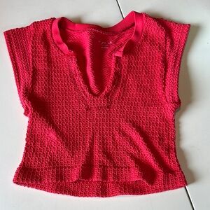 Urban Outfitters Red Cap Sleeve Cropped Blouse